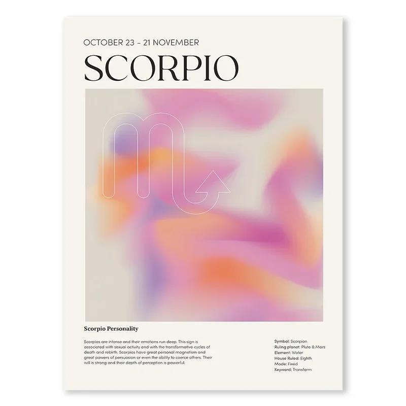 Painting Astrology Gradient Aura Zodiac Poster Horoscope Pictures for Living Room Decoration Constellation Wall Art Canvas
