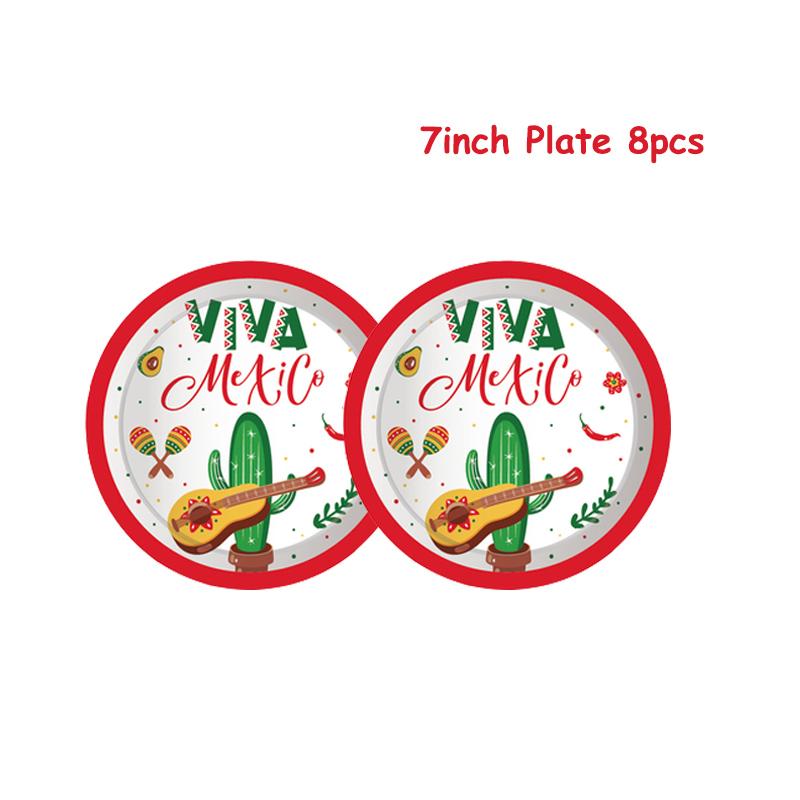 Mexico Fiesta Cactus Theme Party Disposable Tableware Paper Plates Cup Napkins Taco Balloon Mexican Party Favors Decor Supplies