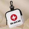 Red Cross & "Oh Shit Kit" Print Coin Purse with Safety Buckle & Zipper Pocket - Multifunctional Storage Bag for Coins, Keys, Cards - Compact Organizer