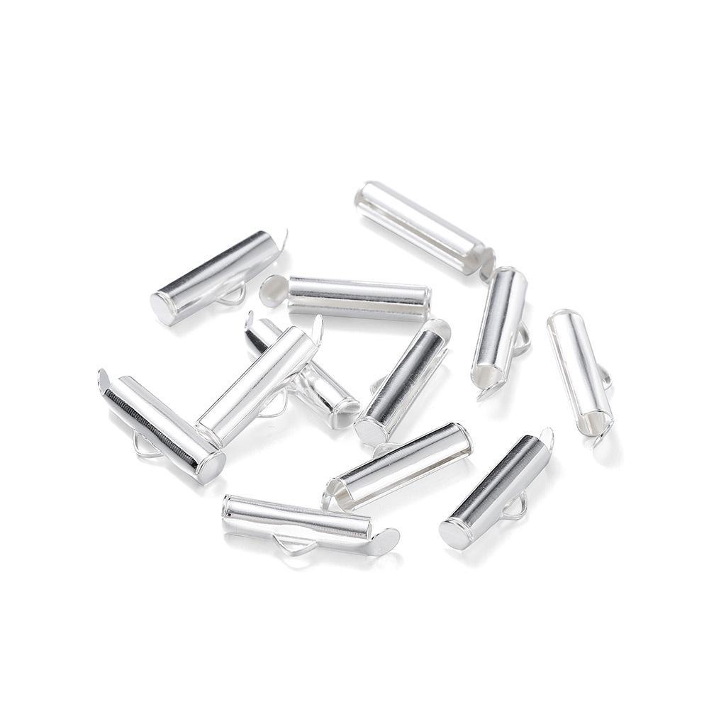 Sliding Buckle Earring Tassel Connector Tube Clip, 10-40mm Single Groove Slide Rail Tube
