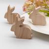 6Pcs Standing Easter Rabbit Ornaments Realistic Handmade Wooden Bunny Decorative Unfinished Handicraft Bunny Figurine