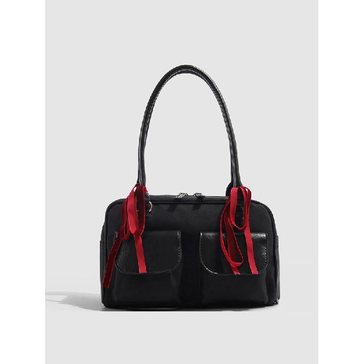 2025 New Bowling Bag Korean Blogger's Niche Versatile Boston Tote Bag Underarm Commuting Shoulder Bag Trendy