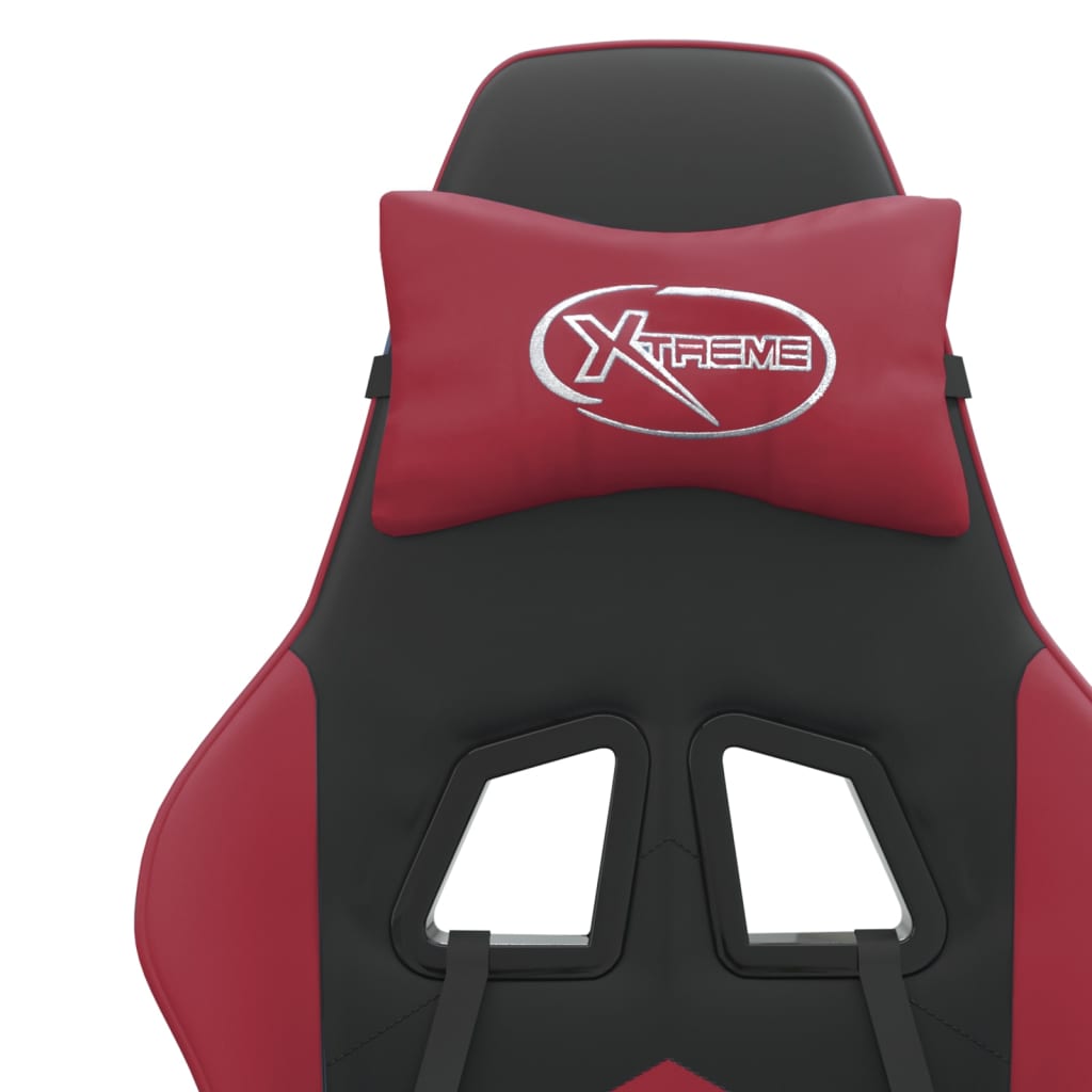 Gaming Chair Swivel Black and Burgundy Artificial Leather