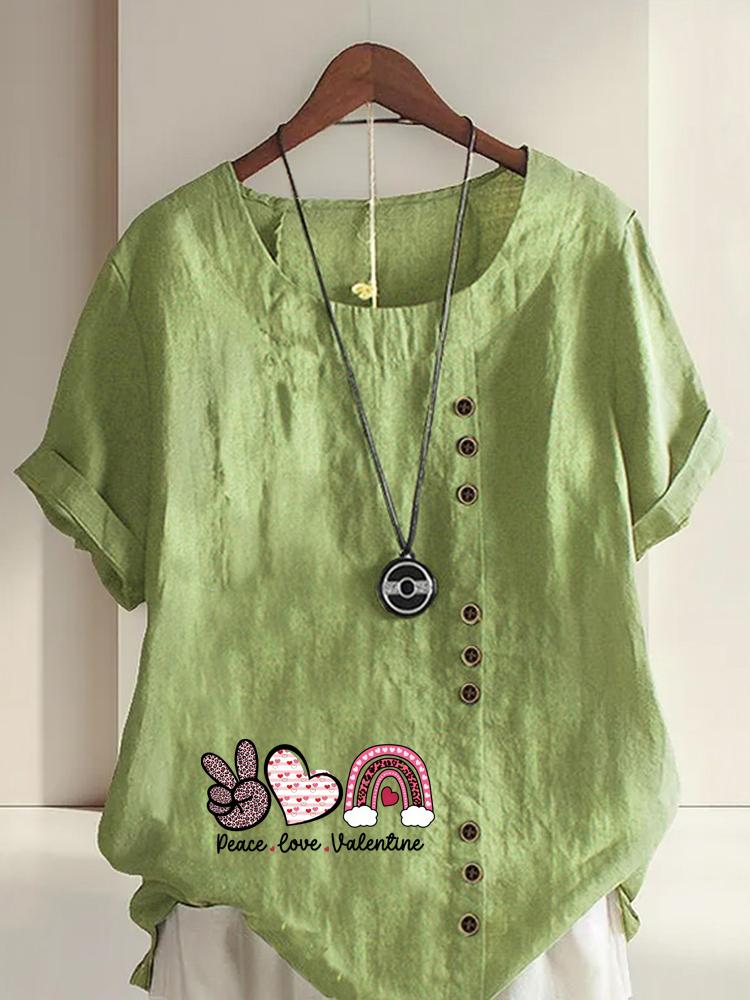 

Women s Fashion Letter Print Round Neck Short Sleeve T-shirt Casual Cotton Linen Graphic Shirt Leisure Loose Summer Blouse Tops 5XL зелений