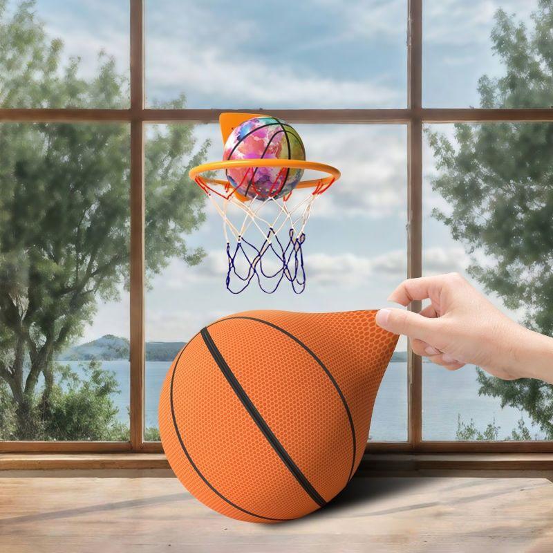 1Pc Kids Bouncing Mute Silent Basketball With Cloth Cover Indoor Silent Foam Basketball Bounce Soft Squeezable Ball