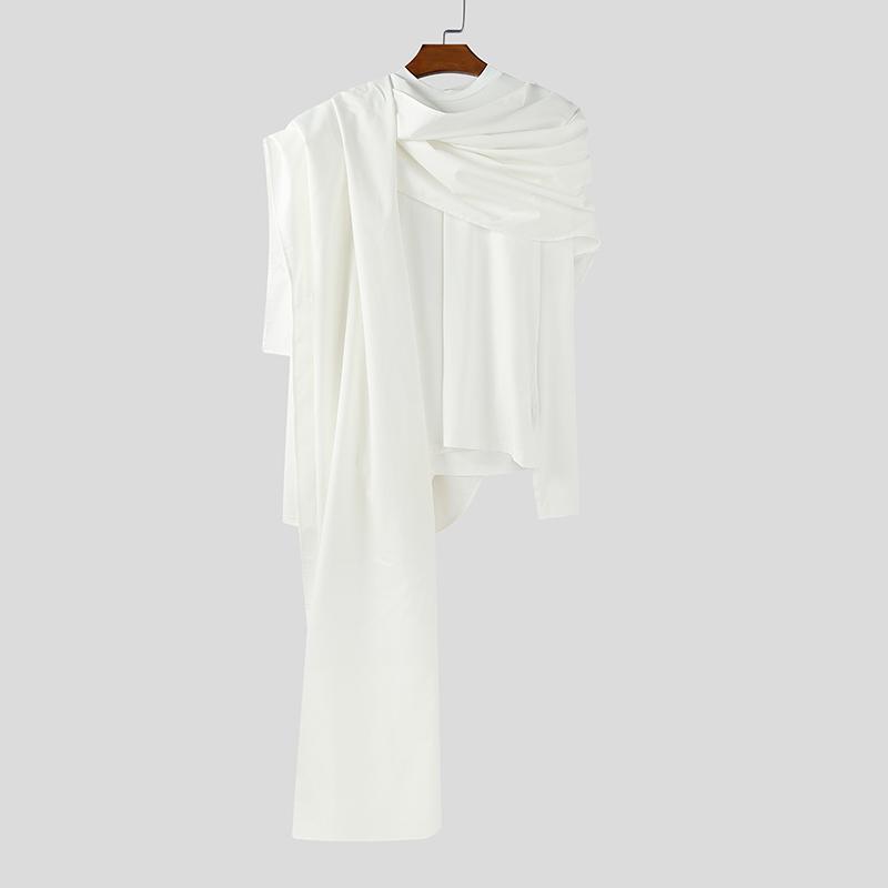 

INCERUN Autumn Men Swing Collar Long Sleeve Irregular Layers Casual Gothic Tops T-shirts 3XL