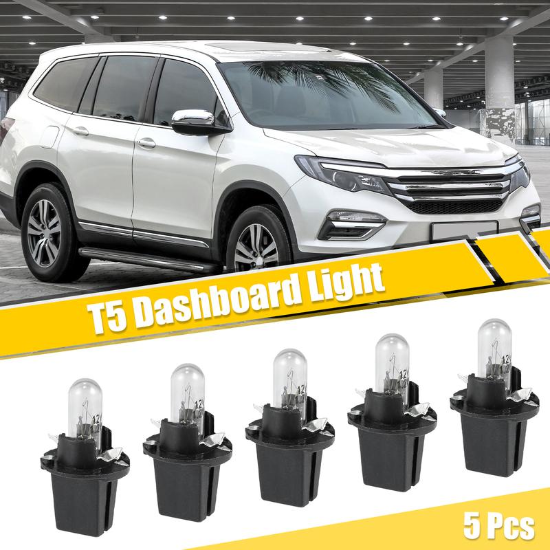 X Autohaux 5/10PCS T5 Auto Internal Universal Dashboard Light DC12V 1.2W Bulb Yellow Interior Lighting Car Replace Accessories