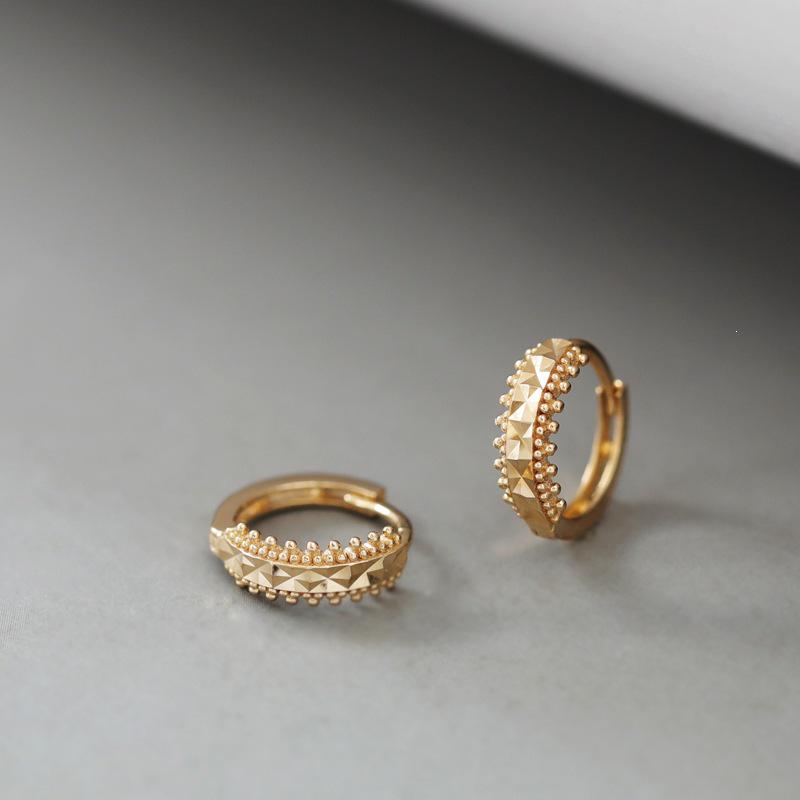 Versatile S925 Sterling Silver 18K Gold-Plated Women s Hoop Earrings with Faceted Bean Edge Design 18K Gold Pair