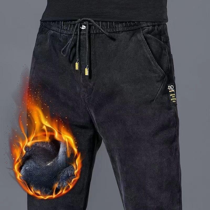 

Джинсы с эластичной талией для мужчин, свободного прямого кроя, повседневные длинные брюки, подходят для весны и осени 5XL