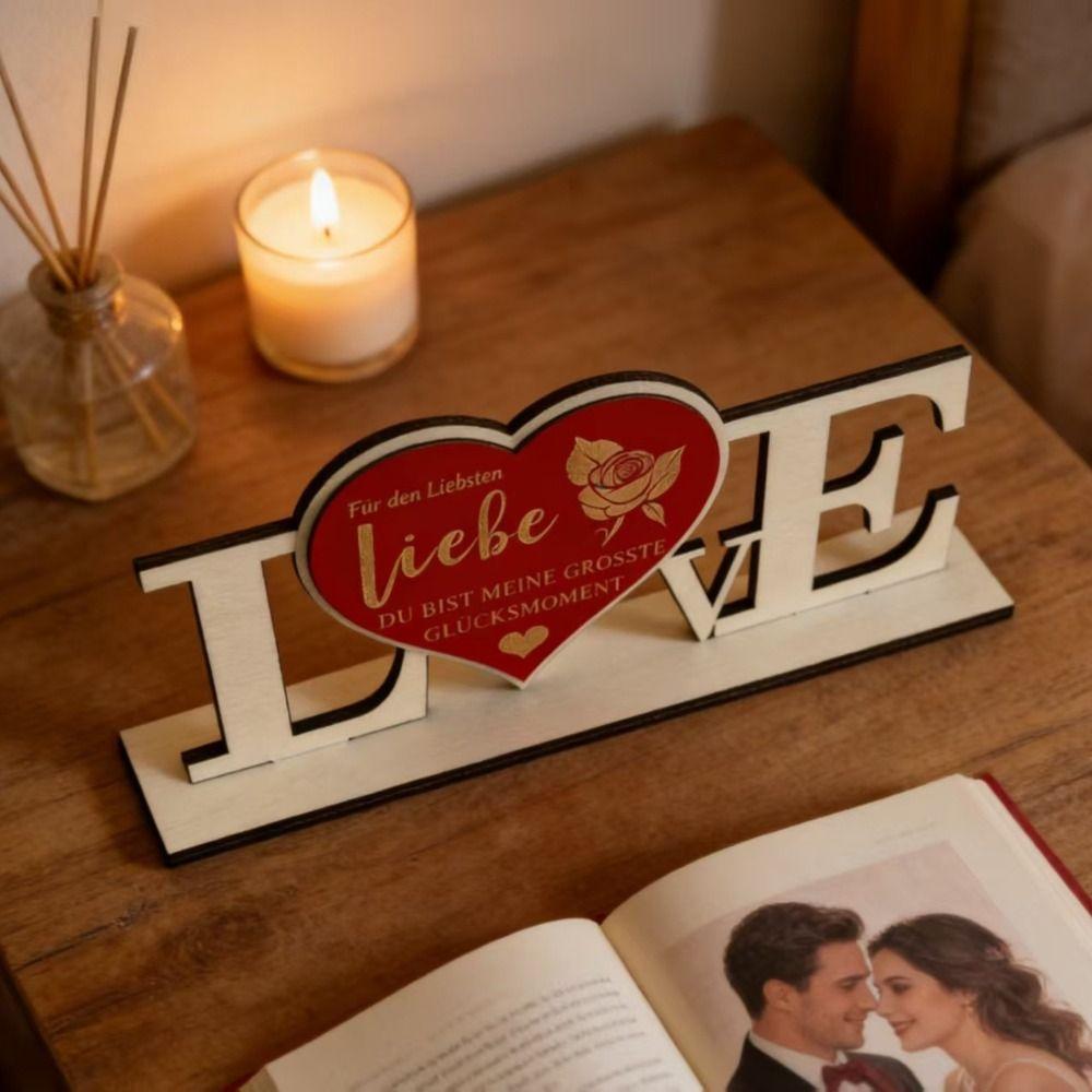 Handicraft Wooden Ornament Love Platform Commemorative Gift Wooden Letter Set Wooden Material Home Decoration Wooden Crafts