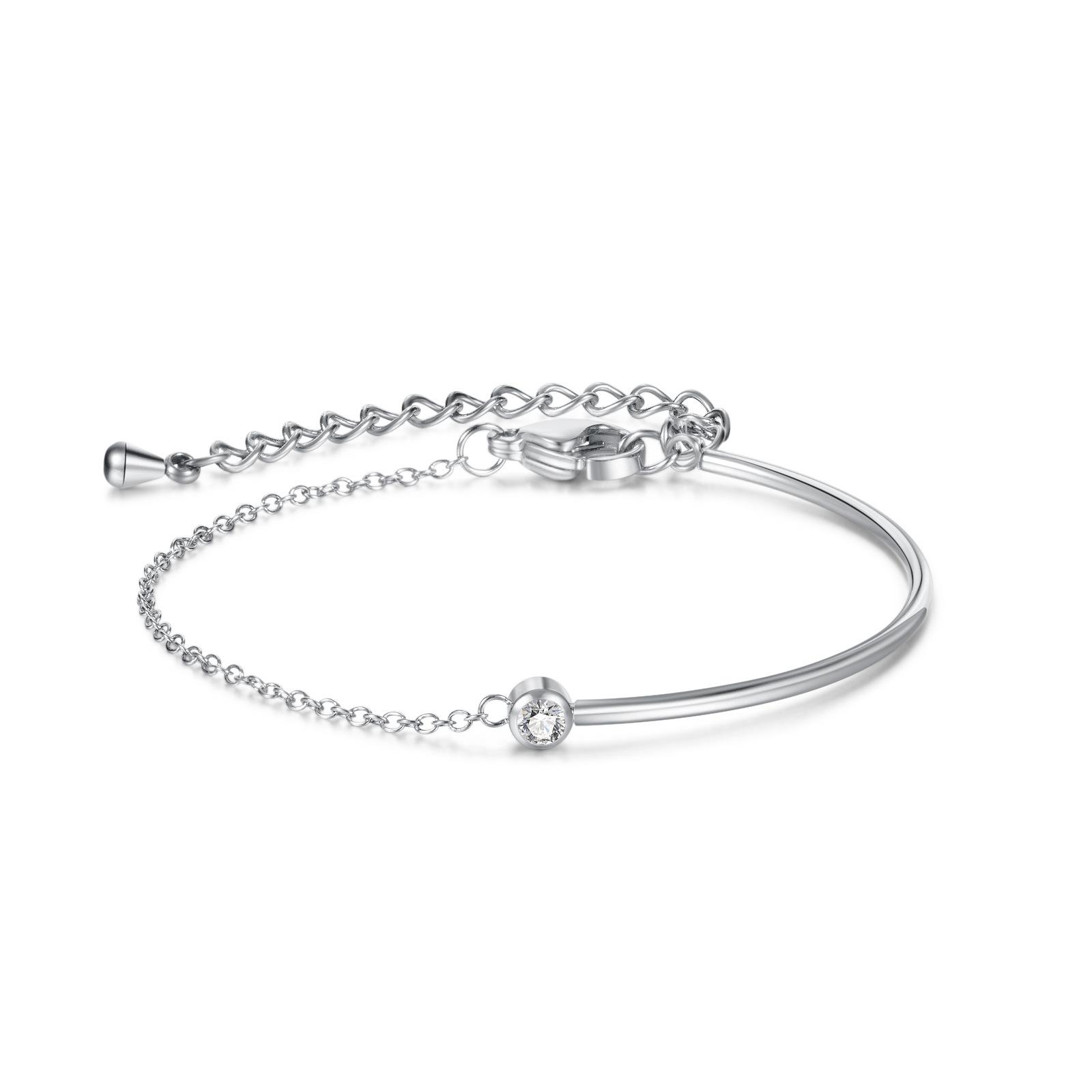 Accessories Simple Niche Bracelet Jewelry Light Luxury Zircon Titanium Steel Bracelet Women s Summer Jewelry