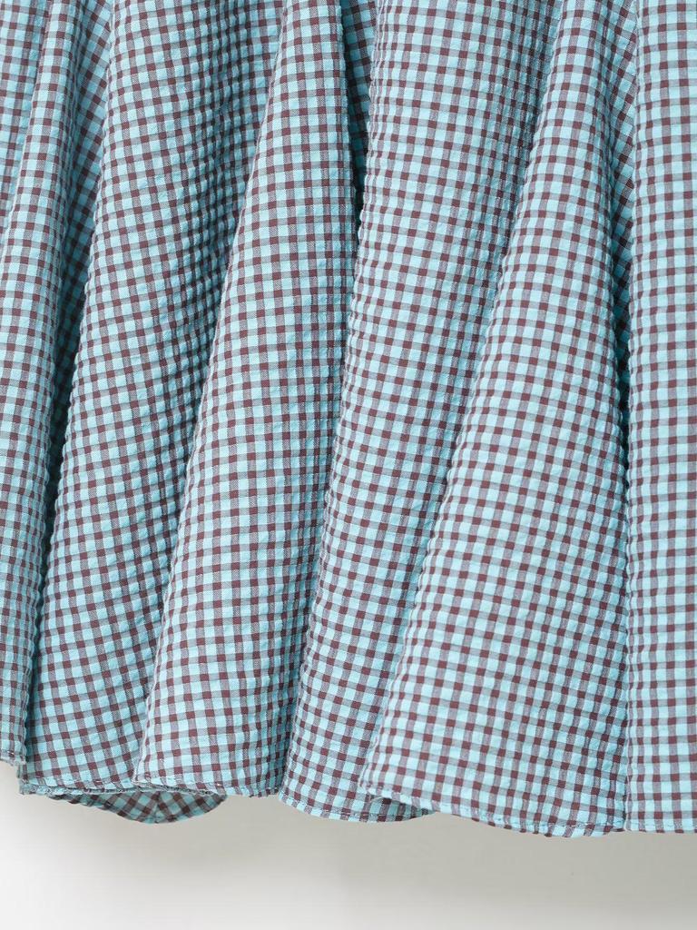 Women's 2025 Plaid Wave Style Wide Hem Midi Skirt