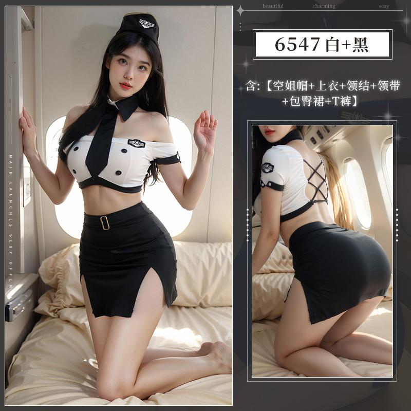 Sexy Stewardess Uniform Policewoman Office Girl Role Play Costume Stewardess Cute Wrap Skirt Sexy Lingerie Uniform Temptation