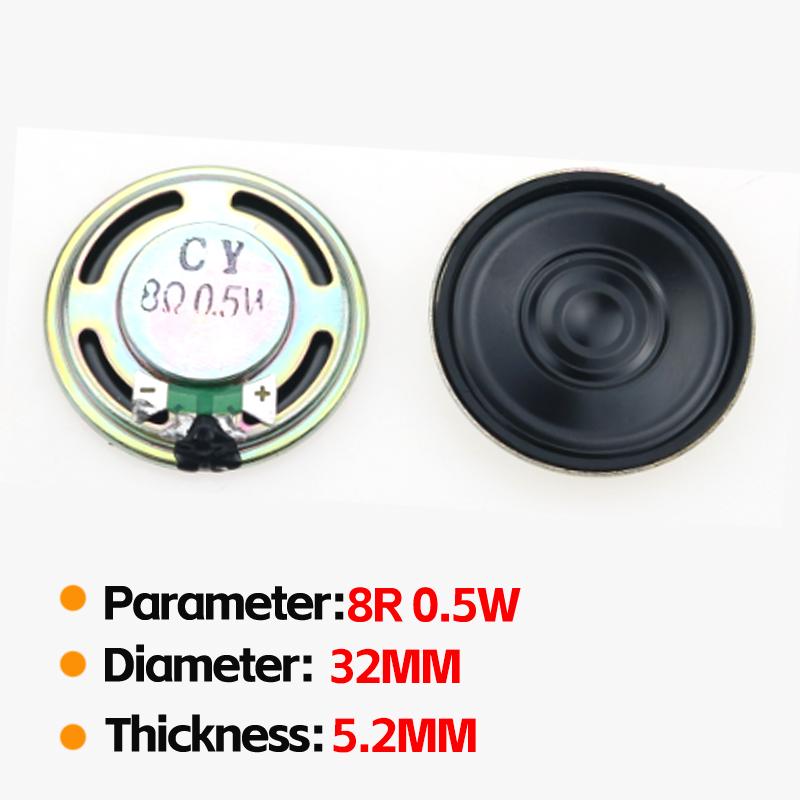 2pcs 8R 0.5W Speakers Various Sizes 20mm-66mm Diameter for Audio Equipment Replacement