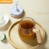 400ml Electric Self-Stirring Mug - High Borosilicate Glass Mixing Cup with Wooden Handle for Coffee, Milk, Protein Powder - Ideal for Home, Office
