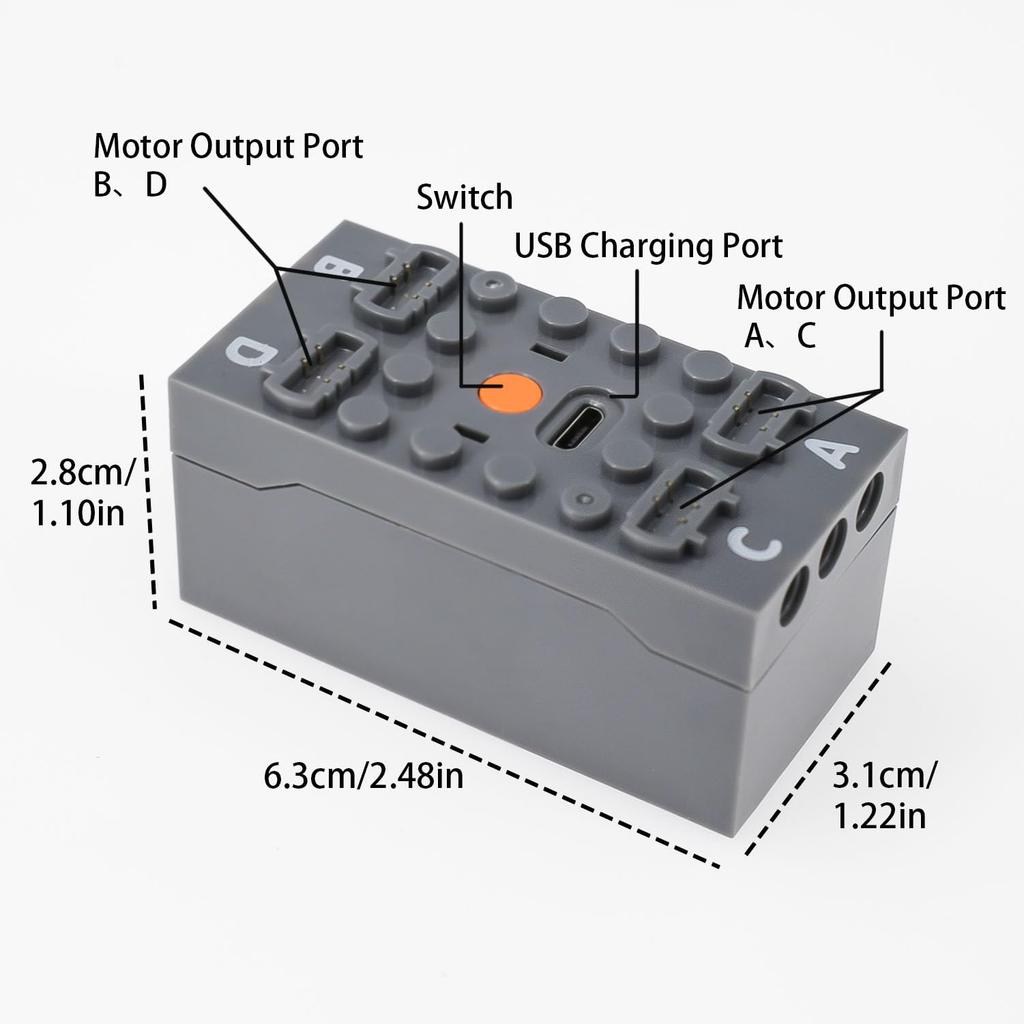 BrickBounty 7-Piece Power Functions Motor Kit, Motor Set with Technical Parts for STEM Building Blocks, Control Functions for MOC Blocks