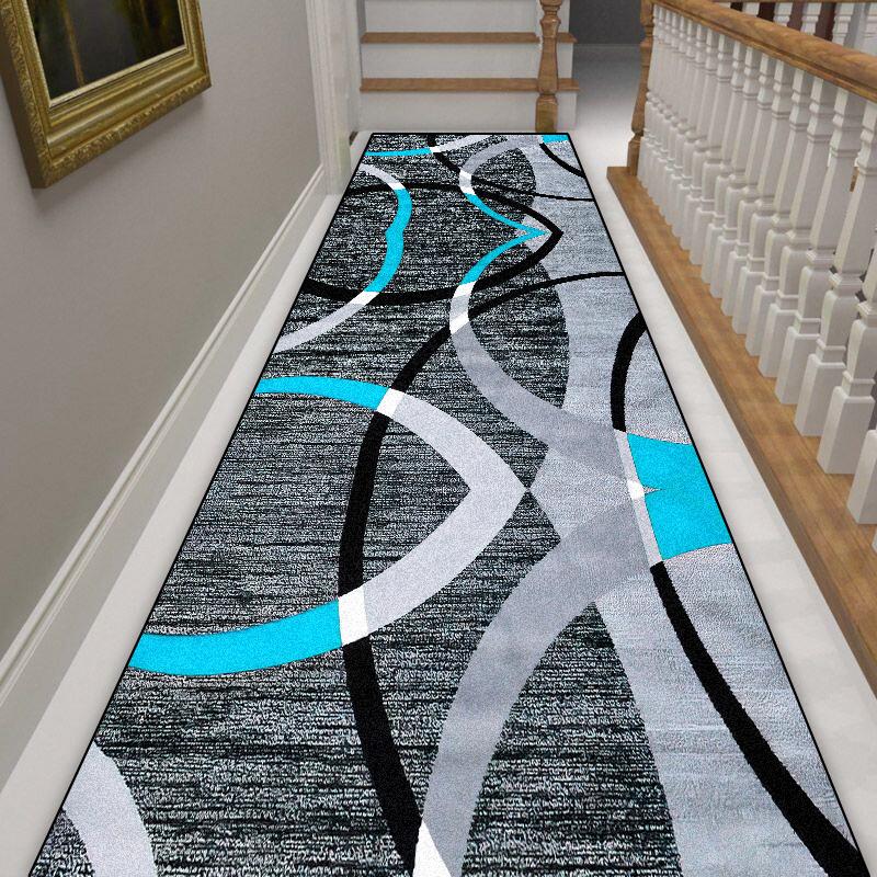 European Geometric Long Corridor Carpet Hotel Hall Runners Non-slip Customizable Rug Villa Stairs Hallway Doorway Passageway Mat