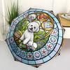 Glass Bichon Frise pattern umbrella, portable and foldable design, 8 ribs, a casual accessory for Halloween, Christmas, and birthday gifts.