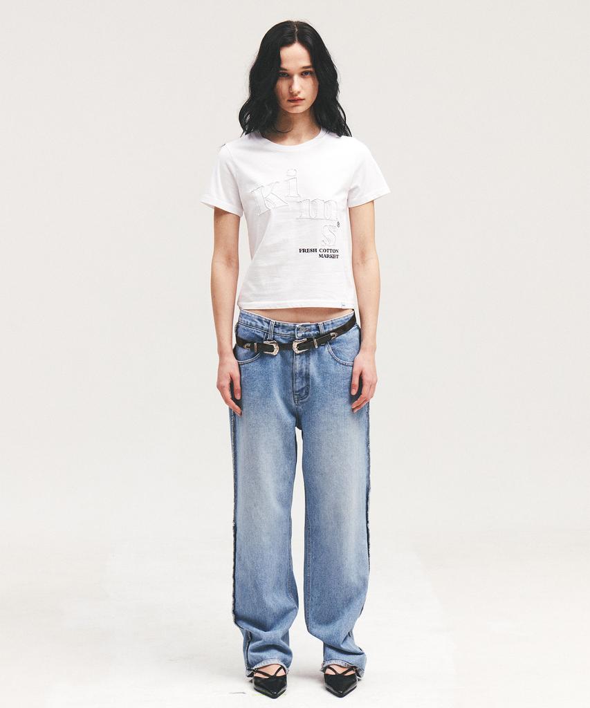Kimseupeulesikoteunmakes Messy Single Applique Tee White