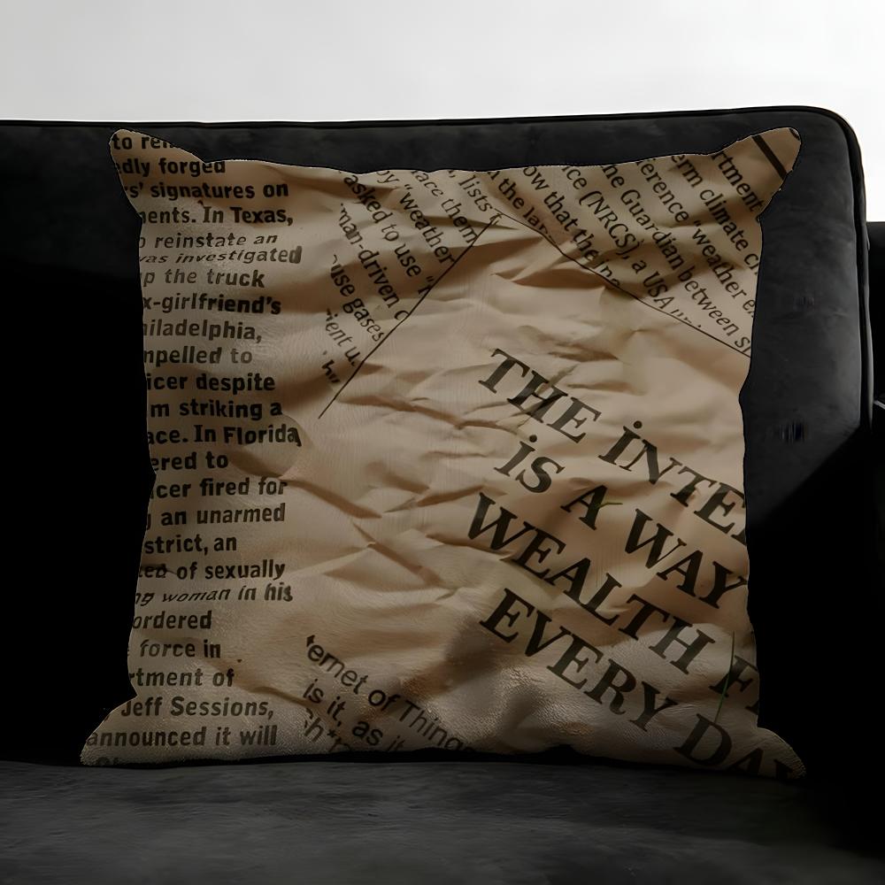 Newspaper Luxury Cushion Cover Pillowcase Ultra Soft Skin Friendly Fabric Cloud Like Comfort Concealed Zipper