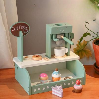 Wooden Play House Children's Simulation Coffee Machine Tea Set Kitchen Set Baby Wooden Puzzle Early Education Building Block Toy