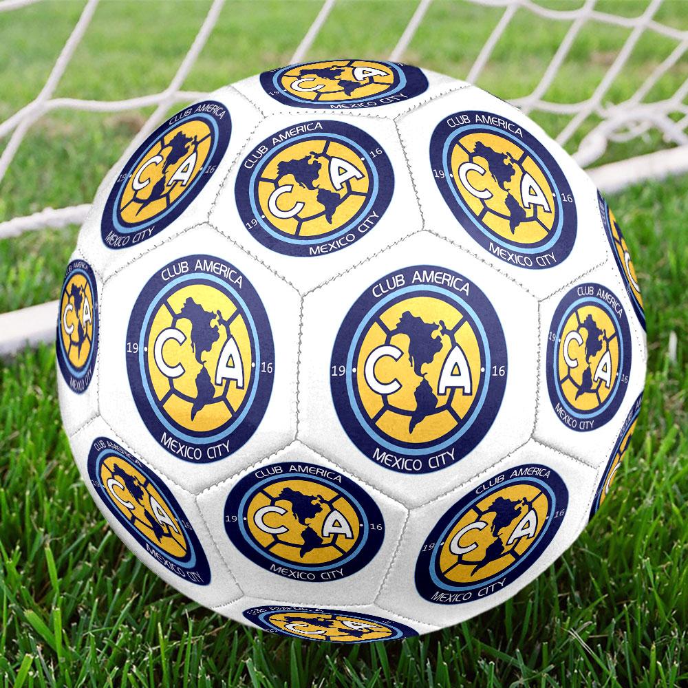Club America Size 5 Soccer Ball, Machine-Stitched PVC, Durable & High Bounce, All Ages Fit, Fan Merchandise, Matches & Outdoor Use.