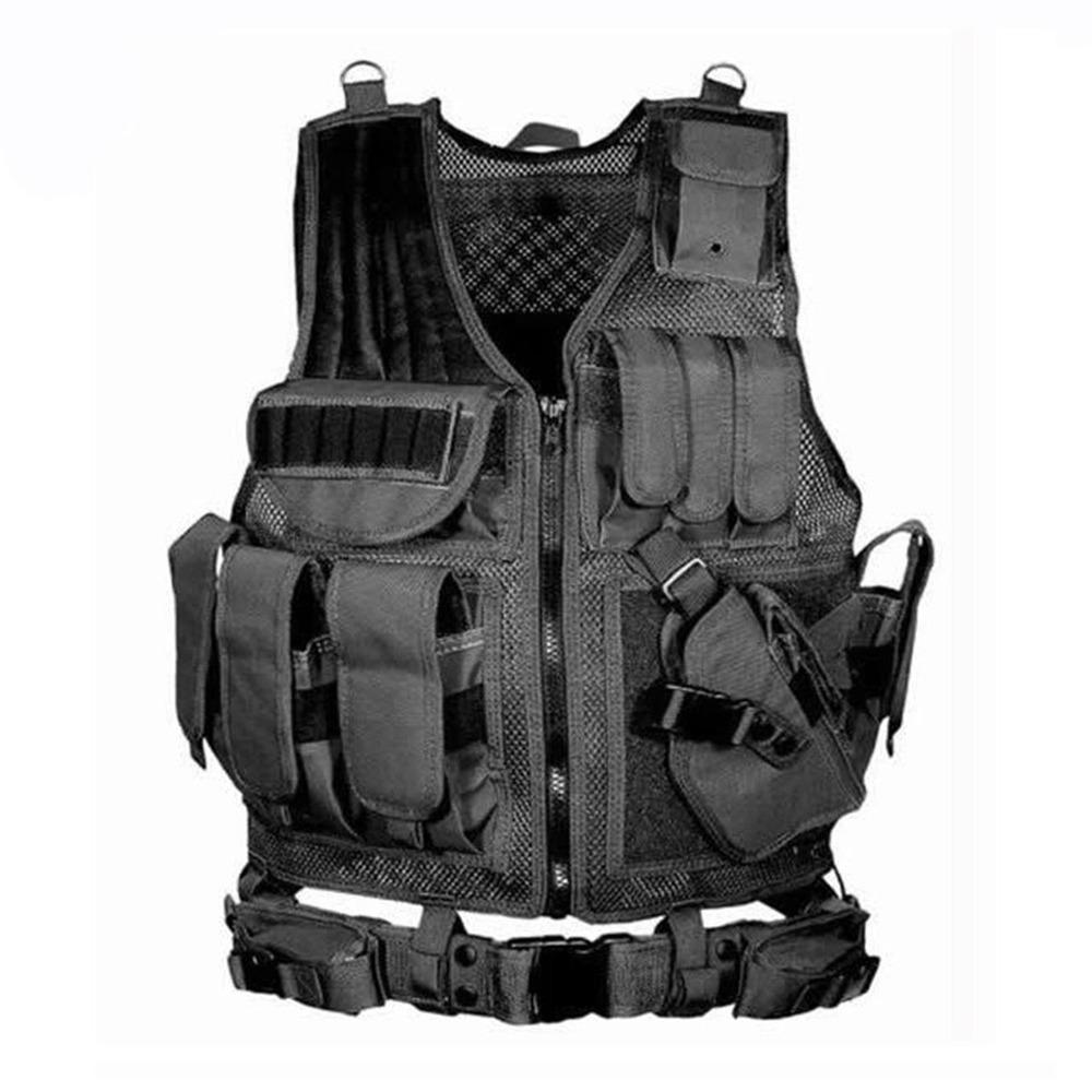 Lightweight Tactical Vest With Quick Release - Adjustable MOLLE Airsoft & Paintball Gear For Outdoor Sports
