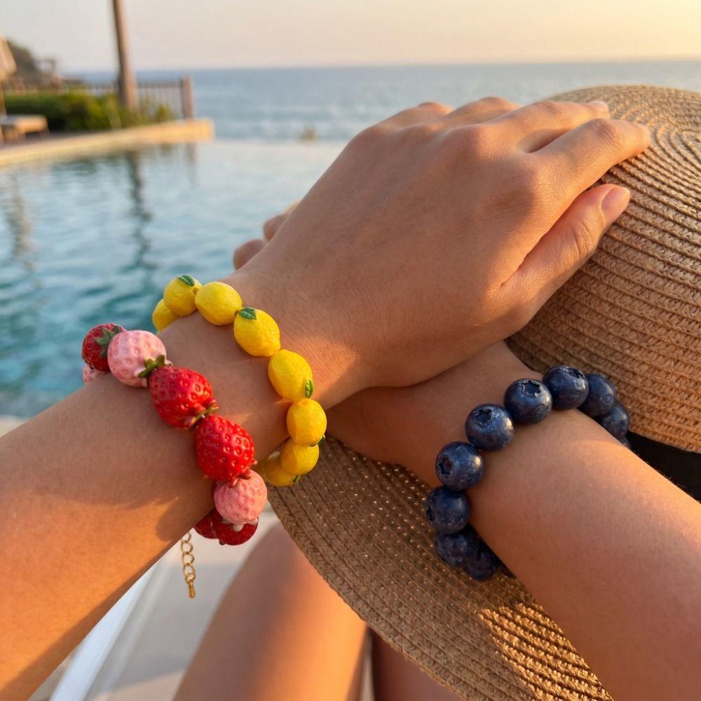 Resin Beads Bracelet Beaded Summer Bohemian Jewelry Simulation Fruit Bracelet Vacation Accessories