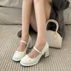 Luksusowa Marka Damskie Obcasy Klasyczne Buty Lolita Urocza Kokarda Pasek Klamra Vintage But Mary Jane Lakierowana Skóra Czółenka na Platformie