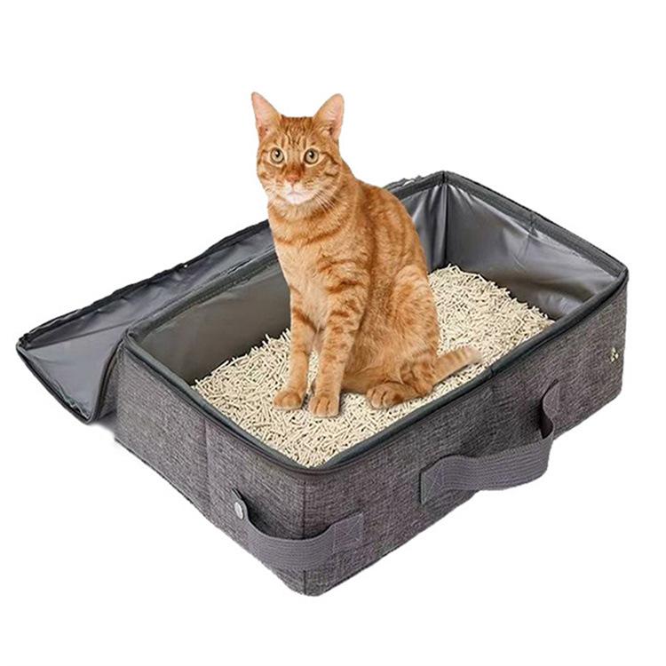 Portable Waterproof Foldable Cat Litter Box with Storage Bag