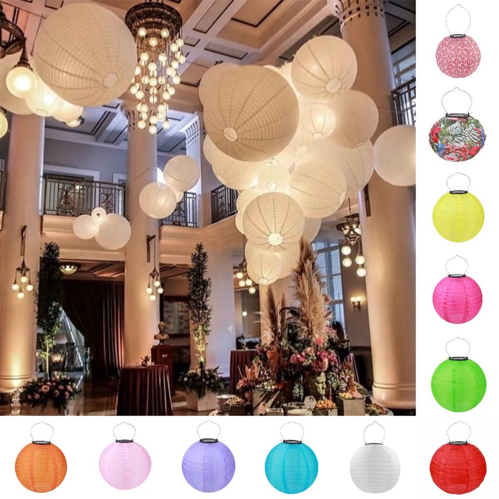 Lanterna de Tecido de Nylon Solar 8" 20cm 10" 25cm 12" 30cm Para Decoração de Jardim