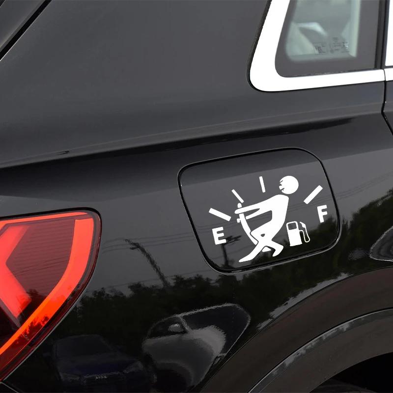 13*9CM Interesting Car Interior Sticker 1 Fun Car Sticker Pull The Fuel Tank Pointer To The Full Reflective Vinyl Car Sticker