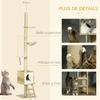 Floor To Ceiling Cat Tree Adjustable Height 225 285 Cm With Scratching Post 4 Levels Nest Hammock Ladder Games Beige