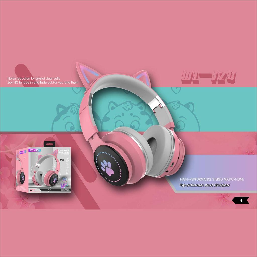 Cat Ear Luminous Bluetooth Headphones for Kids - Universal Compatibility