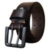 Heren Retro Jeugd Echt Leer Riem - 4,3CM Breed, Dubbele Gesp, Veelzijdig Koeienhuid Tailleband