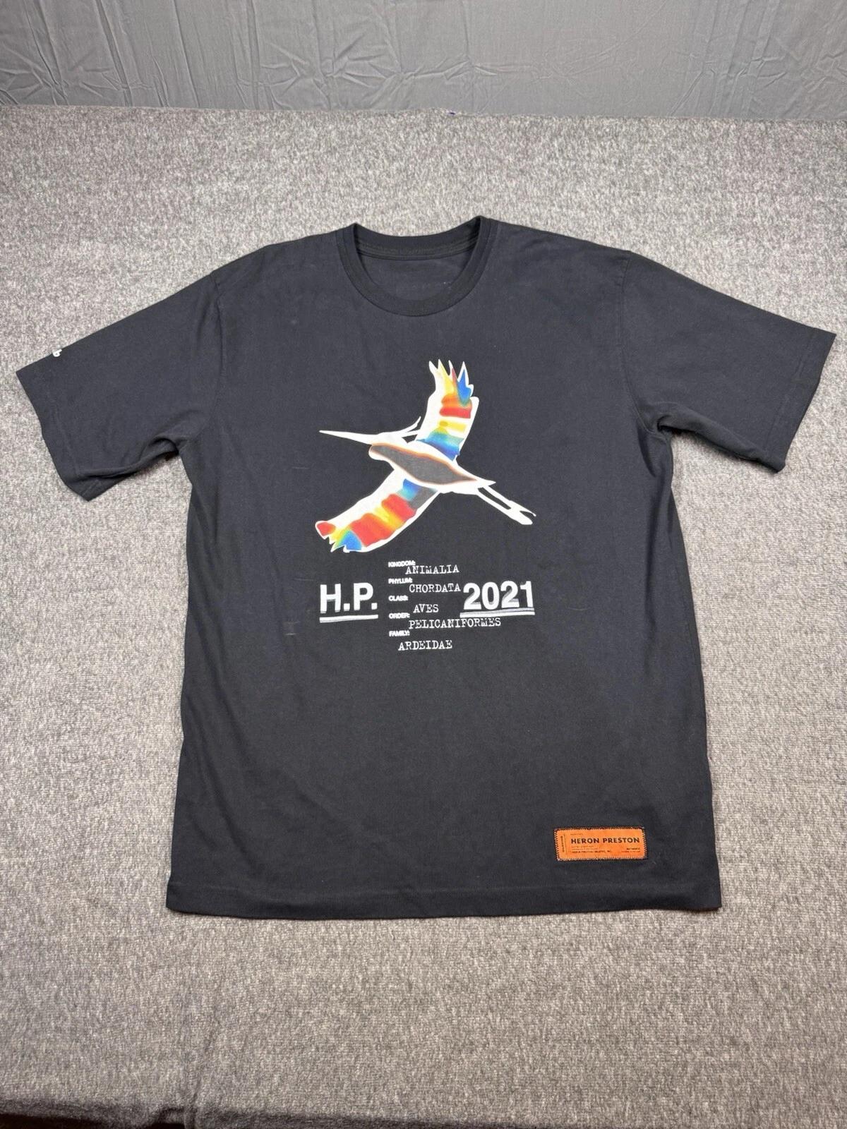 Мужская футболка Heron Preston Размер M Черный Принт с птицей 2021 Плотный хлопок L
