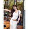 Women's Fashion Water Drop Crew Neck U-Neck Short Sleeve T-Shirt Women's Versatile Slim Skinny Top