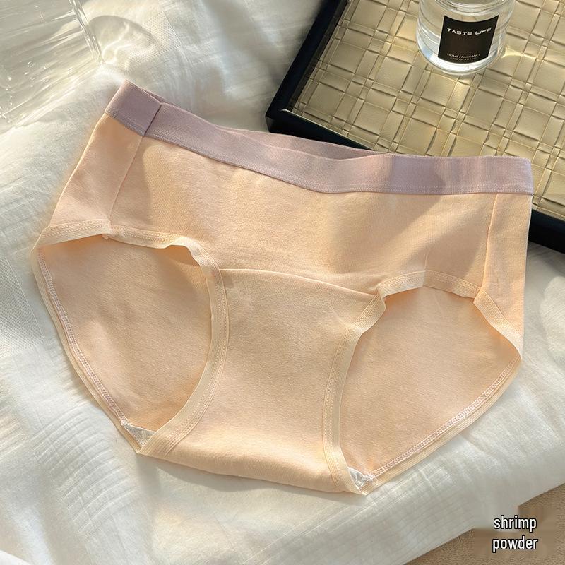 7A Antibacterial Cotton Women's Breathable Color Block Extended Crotch Underwear – Comfortable and Simple Design for Girls