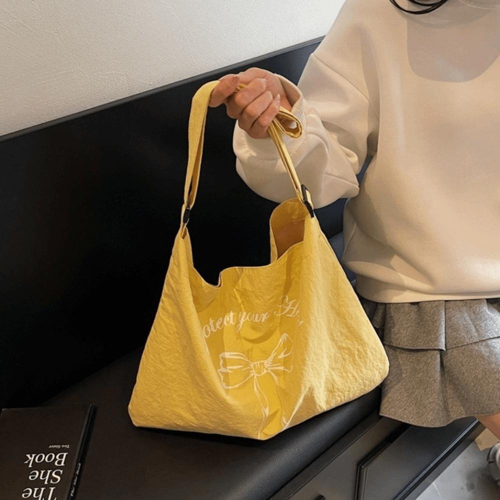 Nylon Women's Tote Bag Large Capacity Commute Bag Simple Bow Shoulder Bag  College Students