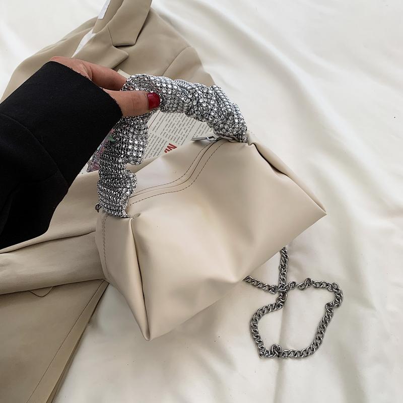 

Летняя женская сумочка-цепочка для вечеринки, роскошная сумка на одно плечо из мягкой кожи с бриллиантами, элегантная сумка-клатч через плечо