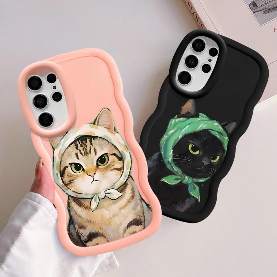 Soft Phone Cover Case for Samsung Galaxy S24 S21 S23 Plus A25 S22 Ultra S25 A26 S20 FE A36 A34 A35 A24 A54 A55 Cartoon Cat