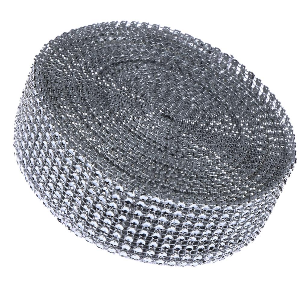 

8 Row Adhesive Rhinestone Mesh Roll Tape Wedding Home Party Decor Wrap Silver