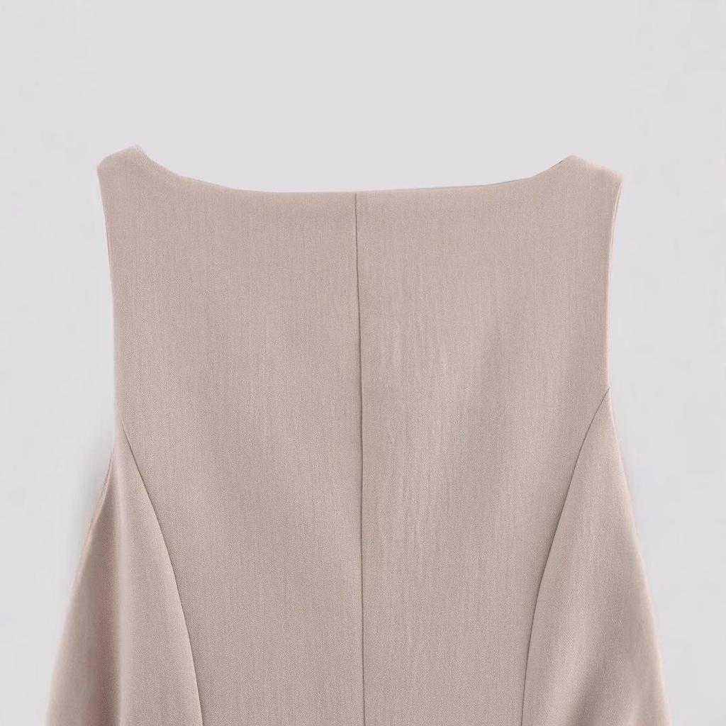 Women's Summer 2025 Fashion: European & American Style Sleeveless Dress with Belt - Two-Piece Set