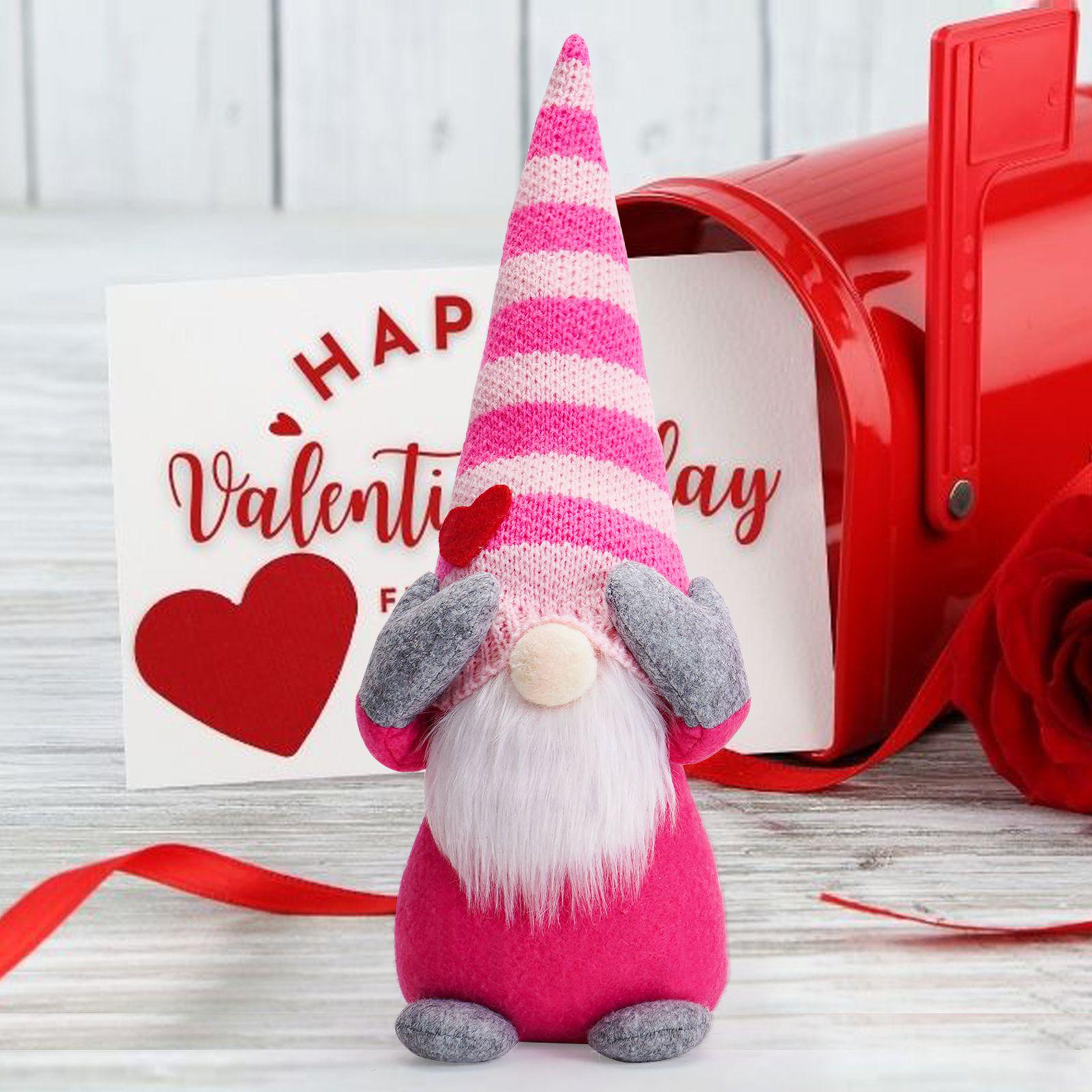 Valentine s Day Pink Gnome Knitted Hat & Rudolph Ornament Gift.