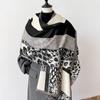 Leopard Print Jacquard Imitation Cashmere Scarf Women'S Short Fringed High-End Shawl