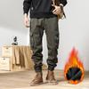 Vícekapsy Zimní Cargo Kalhoty Muži Fleecová vložka Silná Teplá Slim Fit Joggers Streetwear Běžné Bavlna Teplé kalhoty