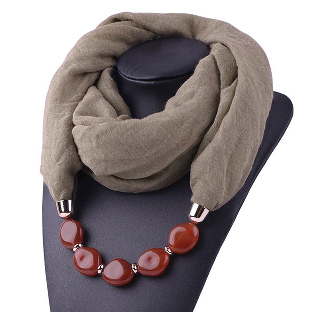 New Women Cotton Linen Necklace Pendant Scarf Ethnic Style Soft Necklace Scarf