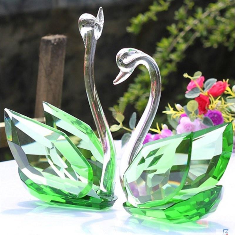 Lucky Gifts Collection of Colorful Crystal Swan Statue Home Ornament and Figurine Other Crystal Crafts