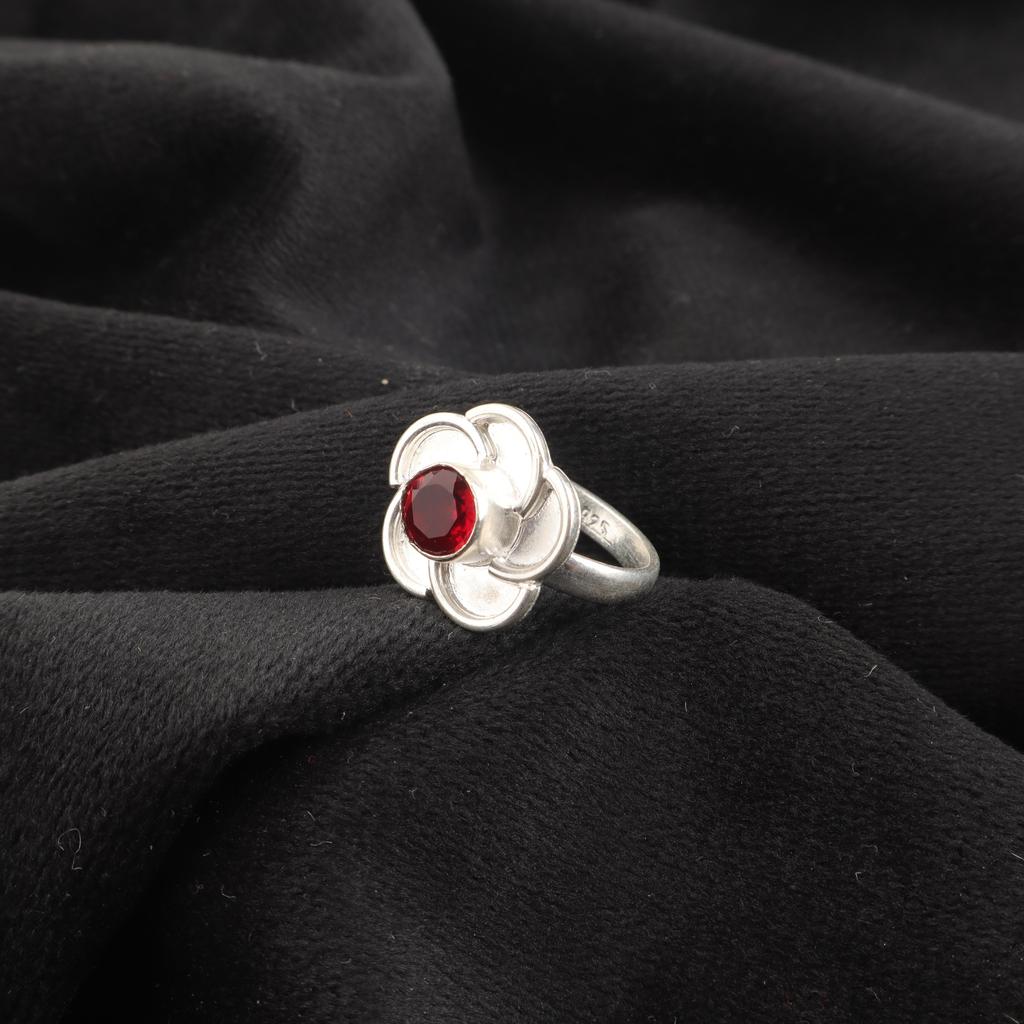 Red Garnet Gemstone Jewelry, 925 Sterling Silver Ring, Handmade Gorgeous Silver Jewelry, Garnet Ring For Gift