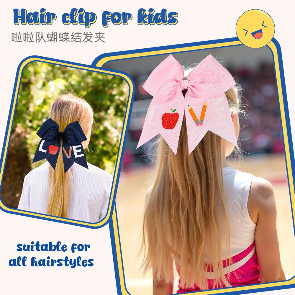 2Pcs New Children's Big Bow Clip Headdress Print Pattern Hair Clip Thread Streamer Hair Accessories Girl Gift